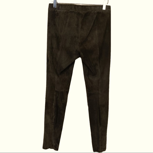 VINCE Brown Lamb Suede Leather Leggings - Picture 4 of 8